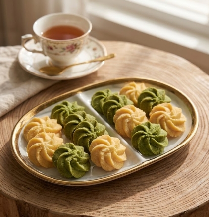 雙拼曲奇餅-(原味+抹茶)